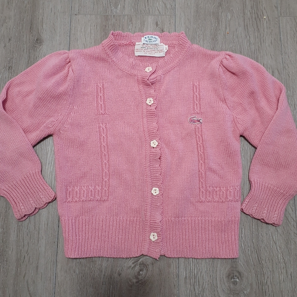 Lacoste Kids Pink Knit Cardigan Sweater